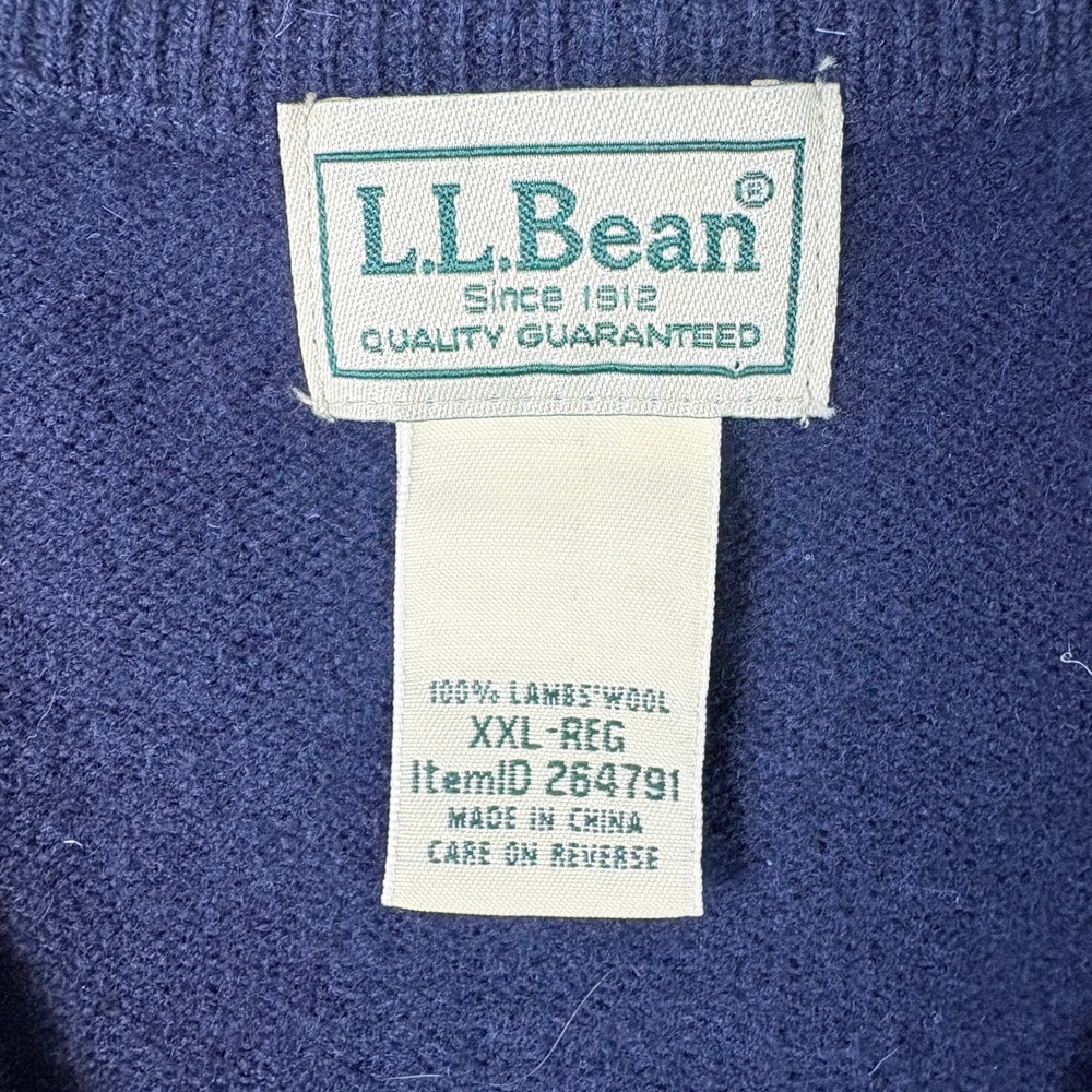 LL Bean Sweater Vest Mens XXL Navy Blue 100% Lambswool V-Neck 264791 - Picture 2 of 8